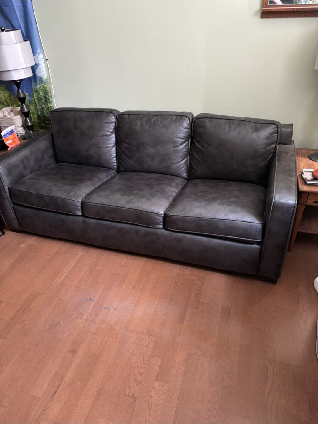 Dark Grey Leather Sofa