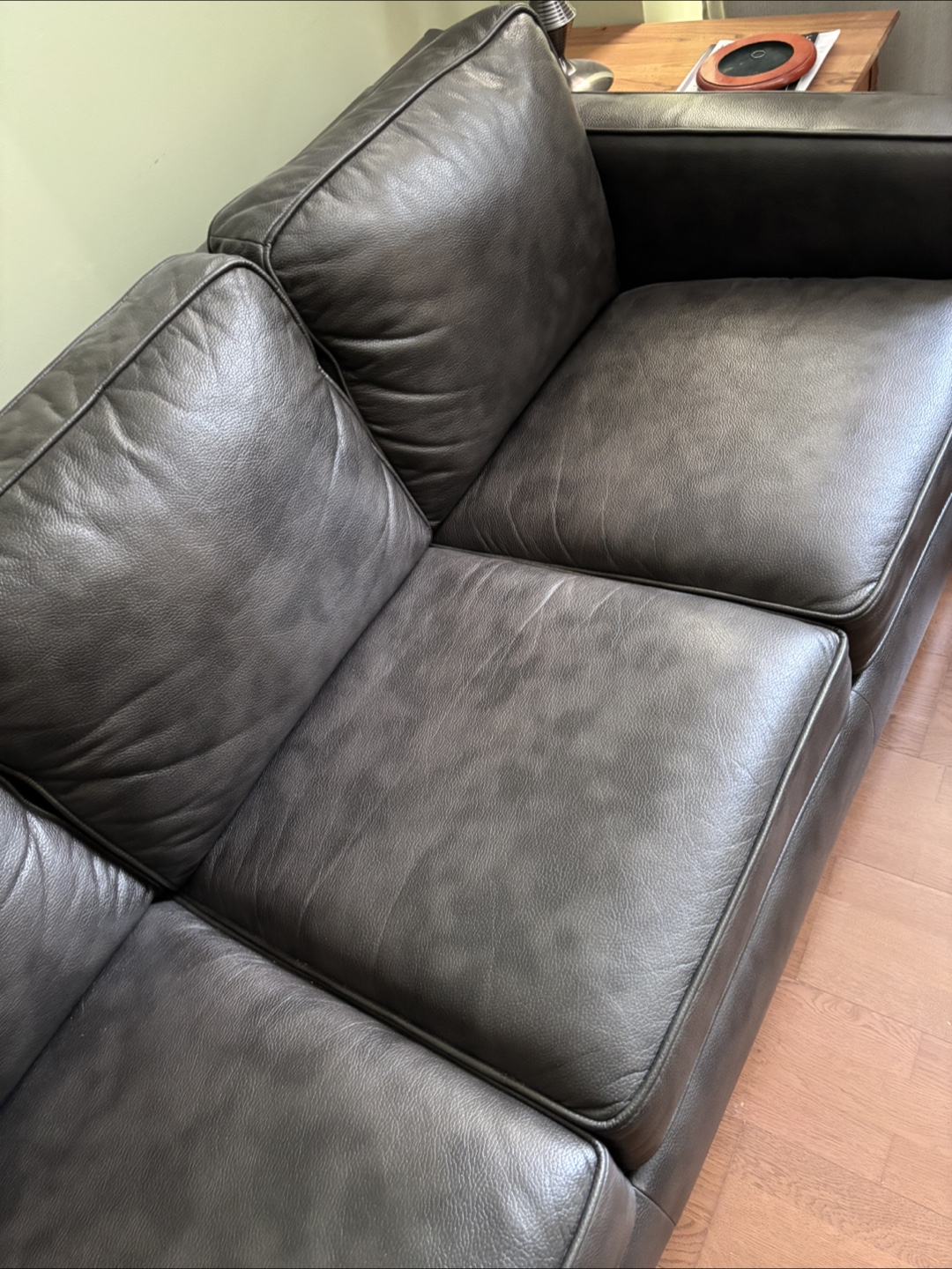 Dark Grey Leather Sofa - photo 3