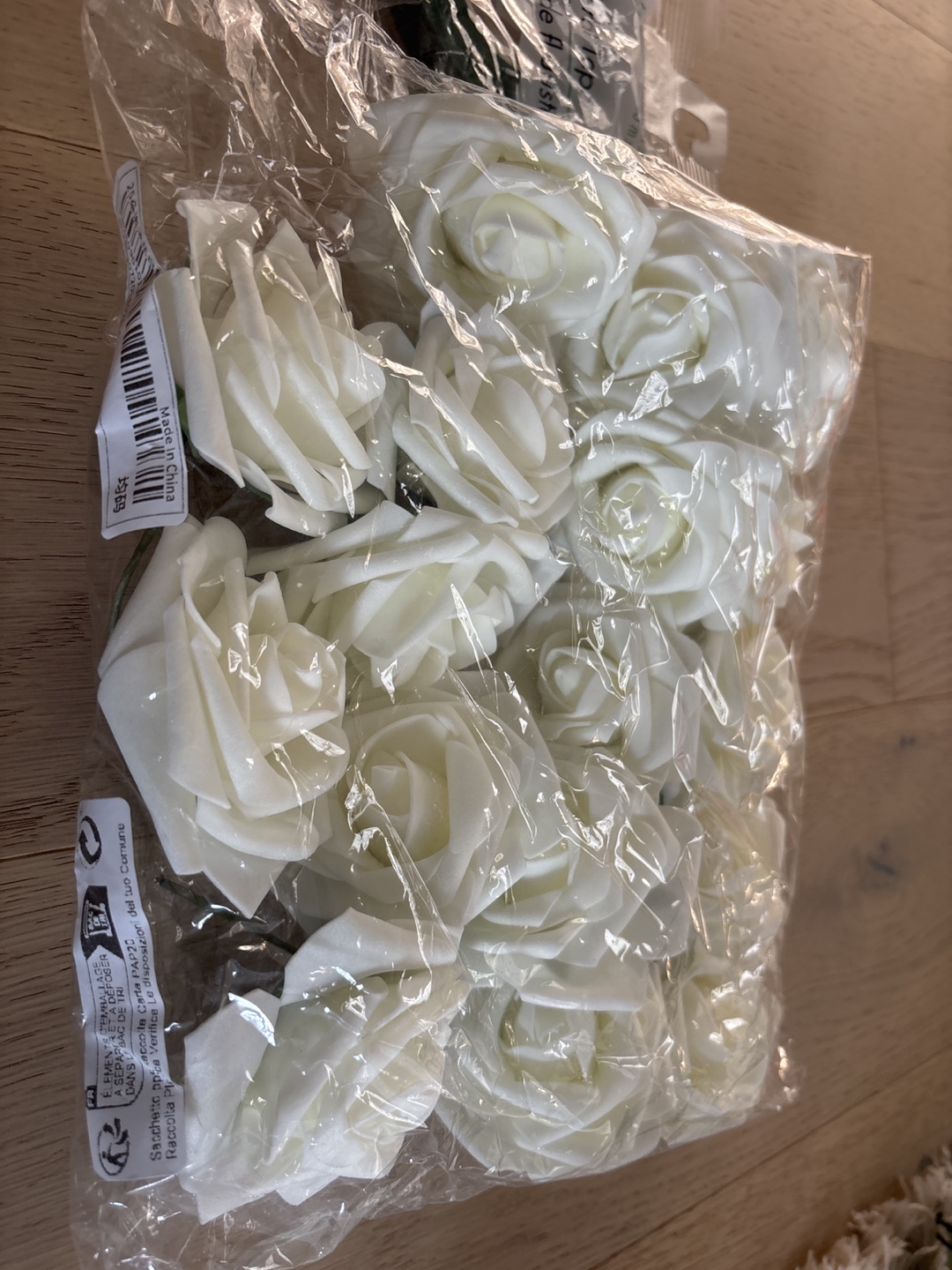 White Artificial Roses - foam