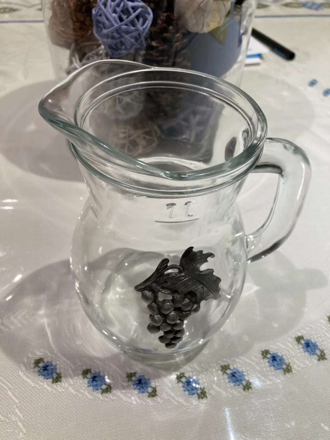 Glass Pitcher with Grape Accent thumbnail