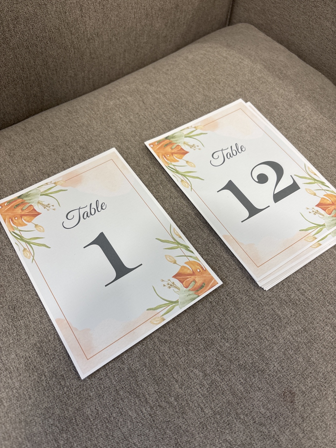 Table Number Cards Only 1-12