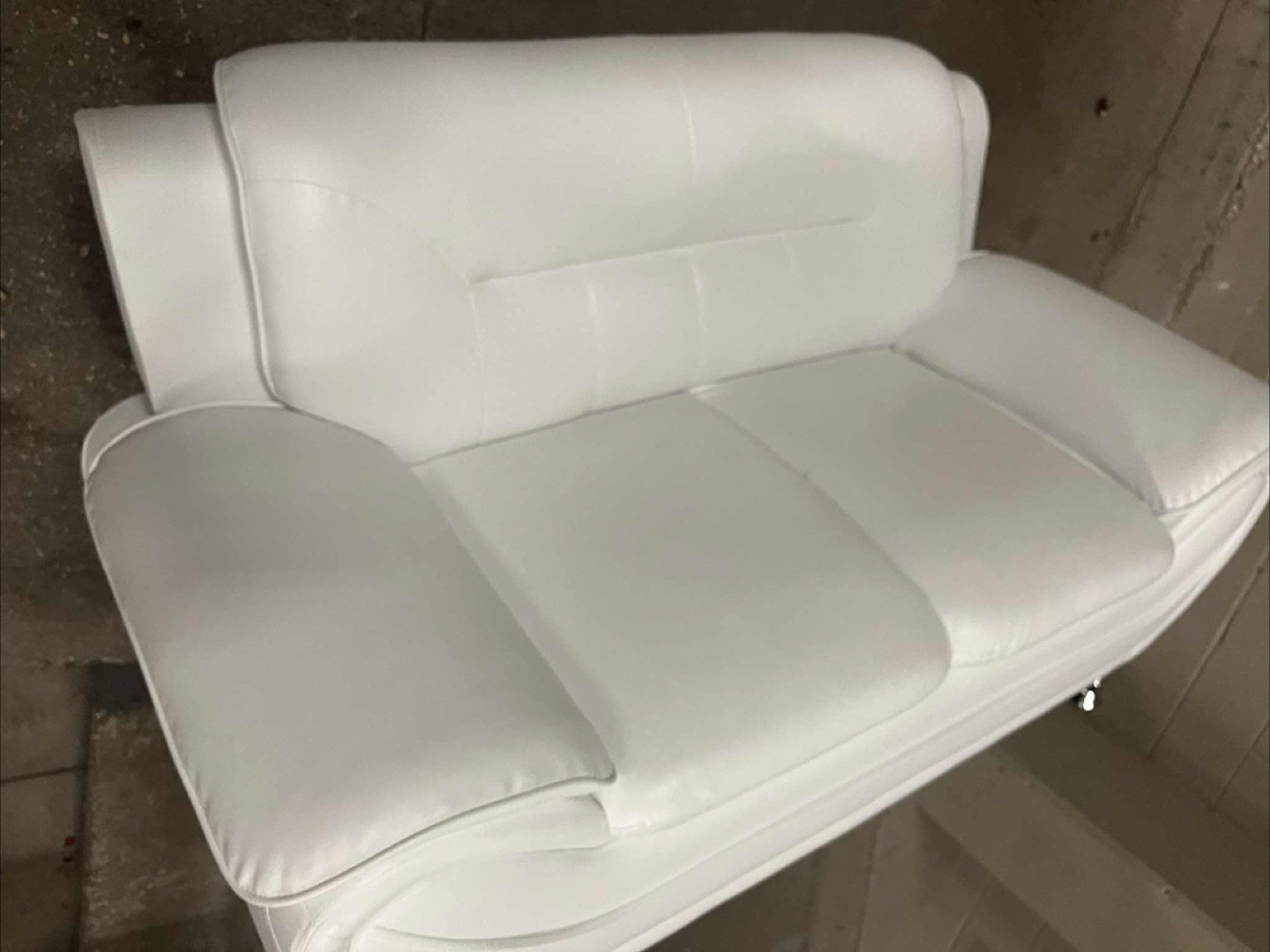 White Leather loveseat