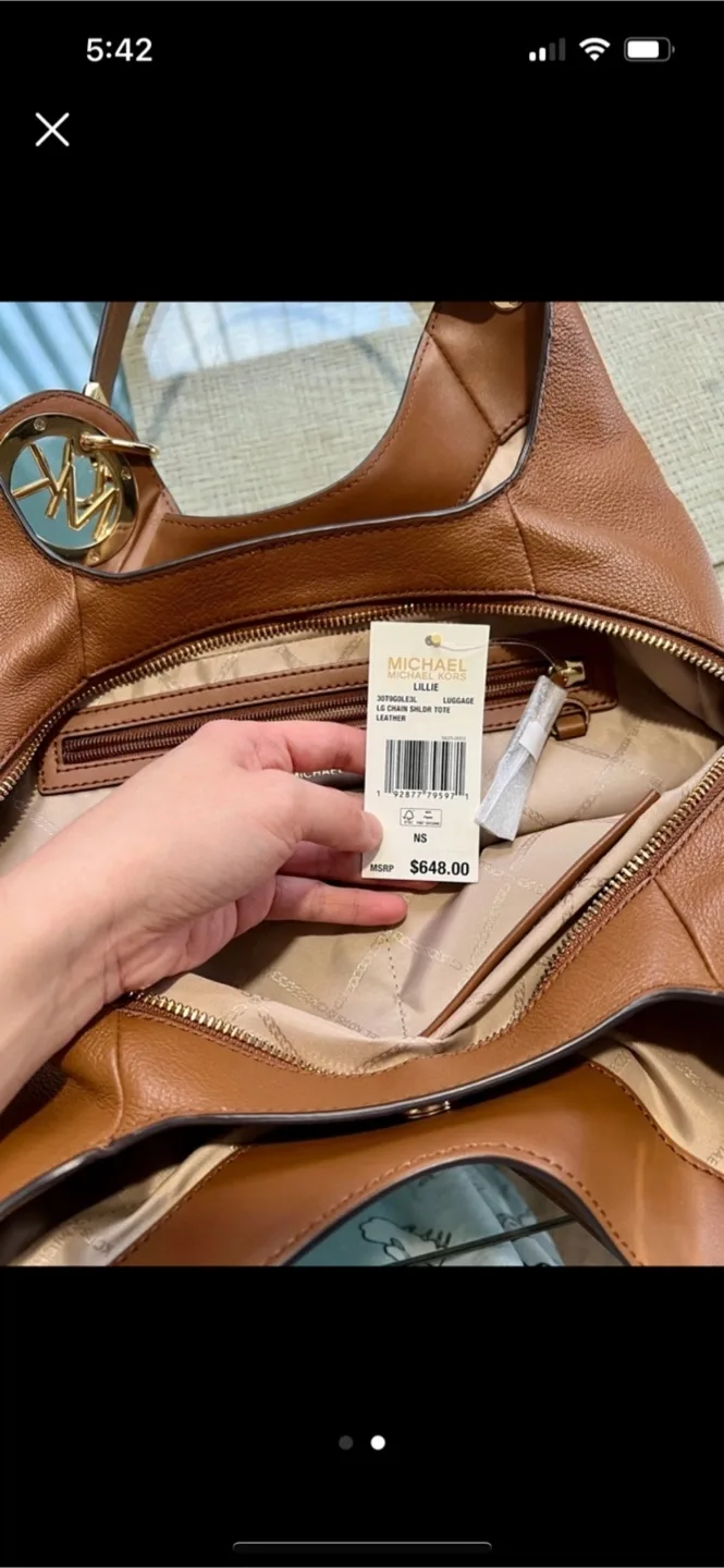 Michael Kors Lillie Large Shoulder Bag (BROWN) image indicator(2)