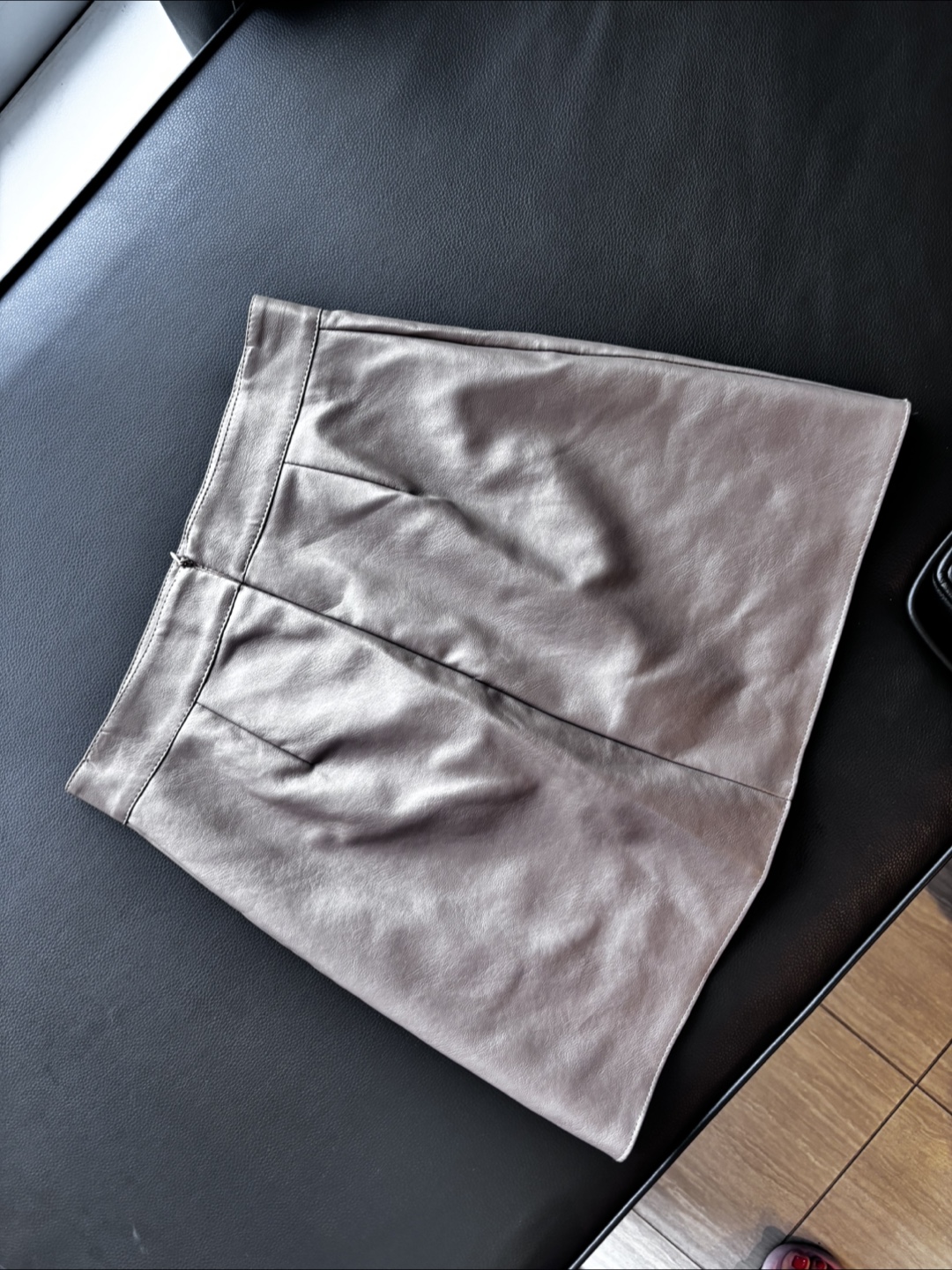 Dark Beige leather Skirt - photo 2