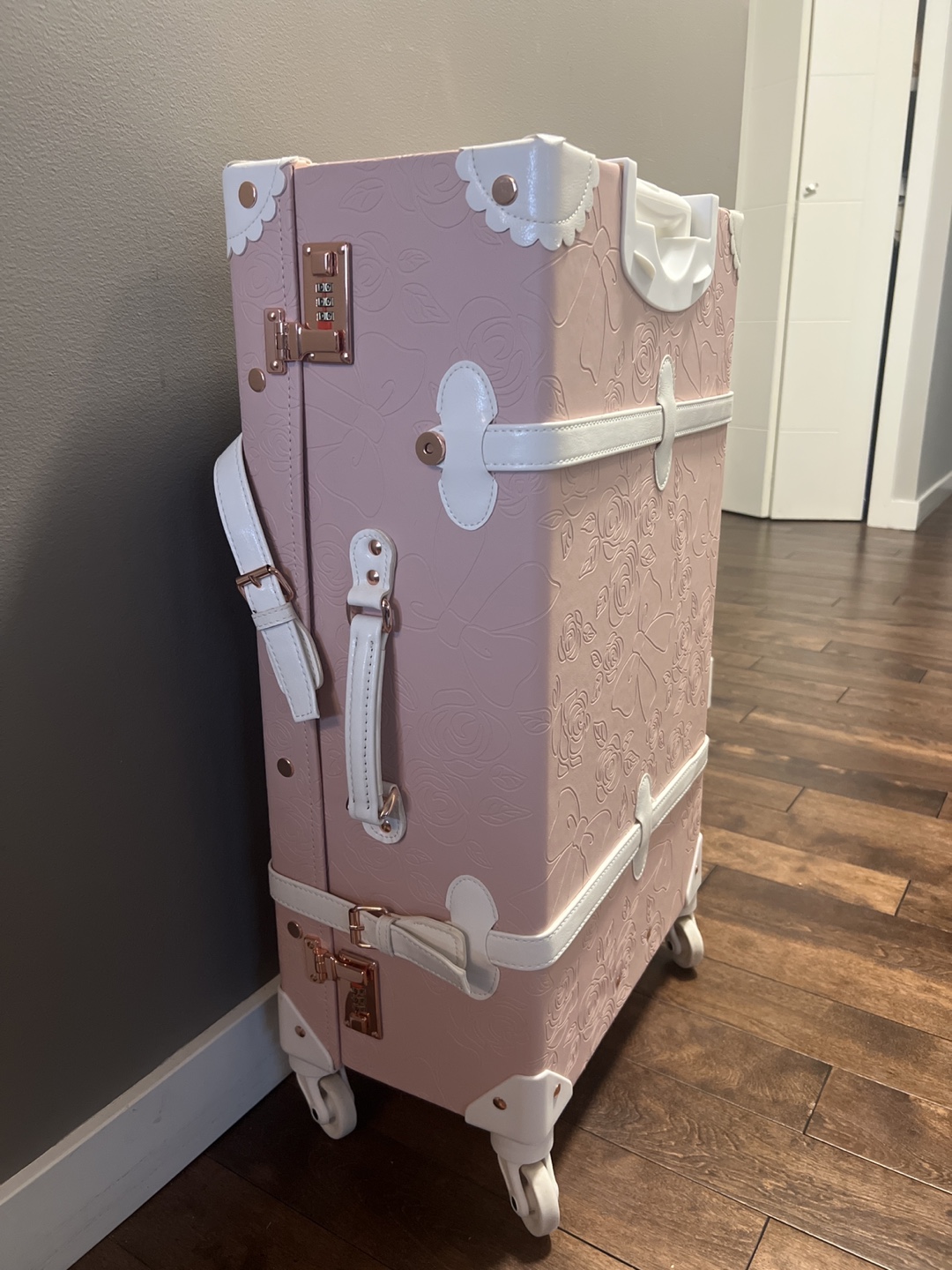 Sarah face Pink Rolling Suitcase L