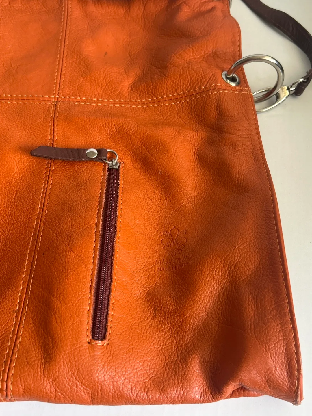 Vera Pelle Orange Leather Crossbody Bag image indicator(2)