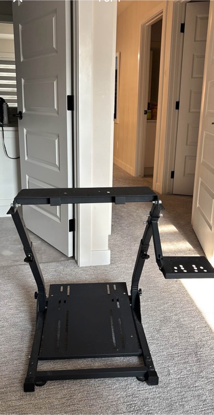 Heavy duty sim rig stand with shifter/handbrake mount