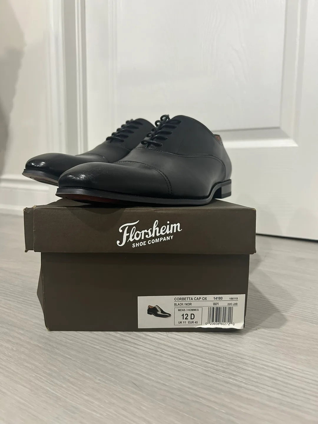 Florsheim Black Cap-Toe Dress Shoes Size 12D thumbnail