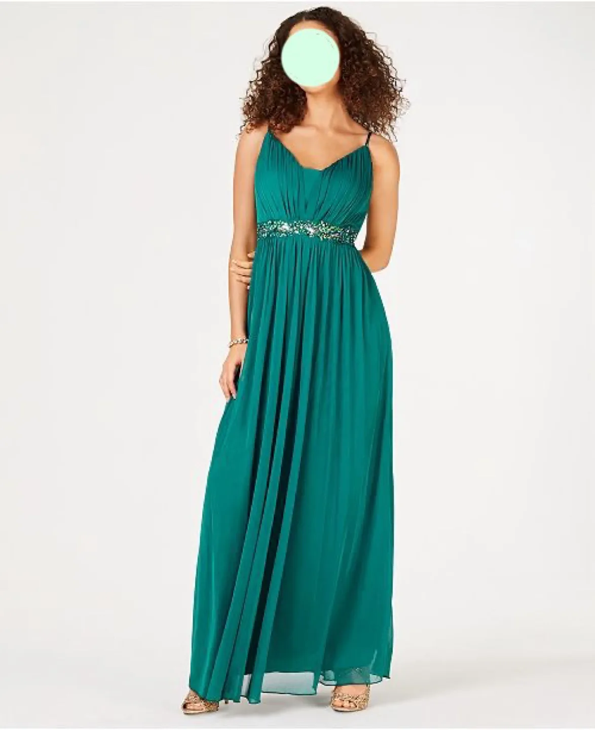Elegant Teal Prom Dress with embellished jewels image indicator(3)
