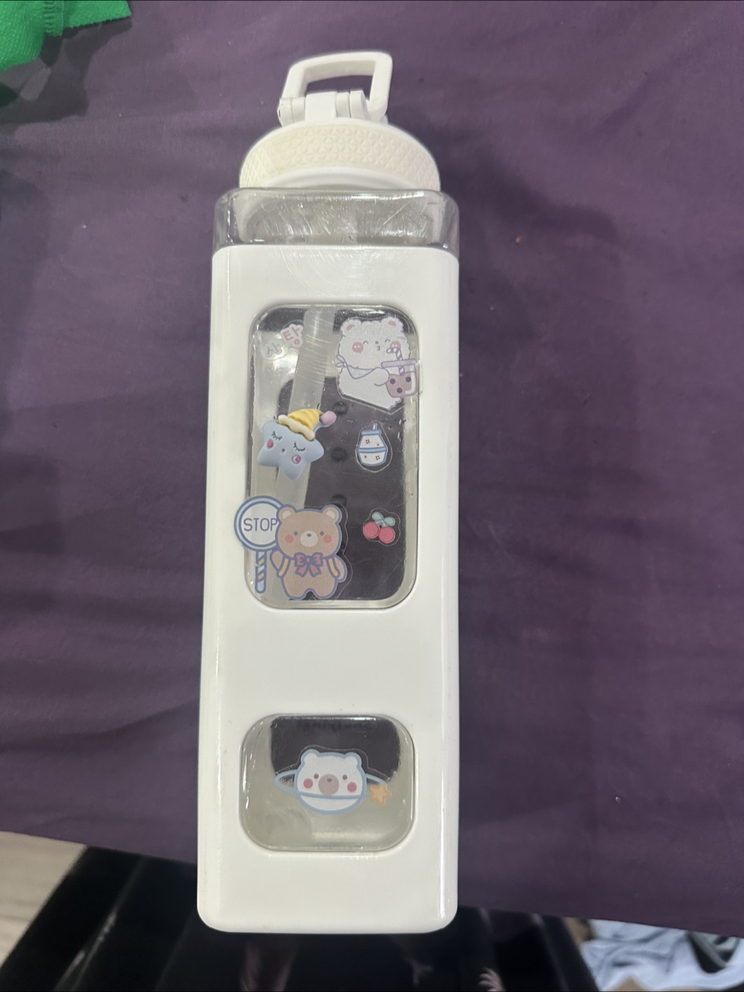 White Water Bottle with Straw