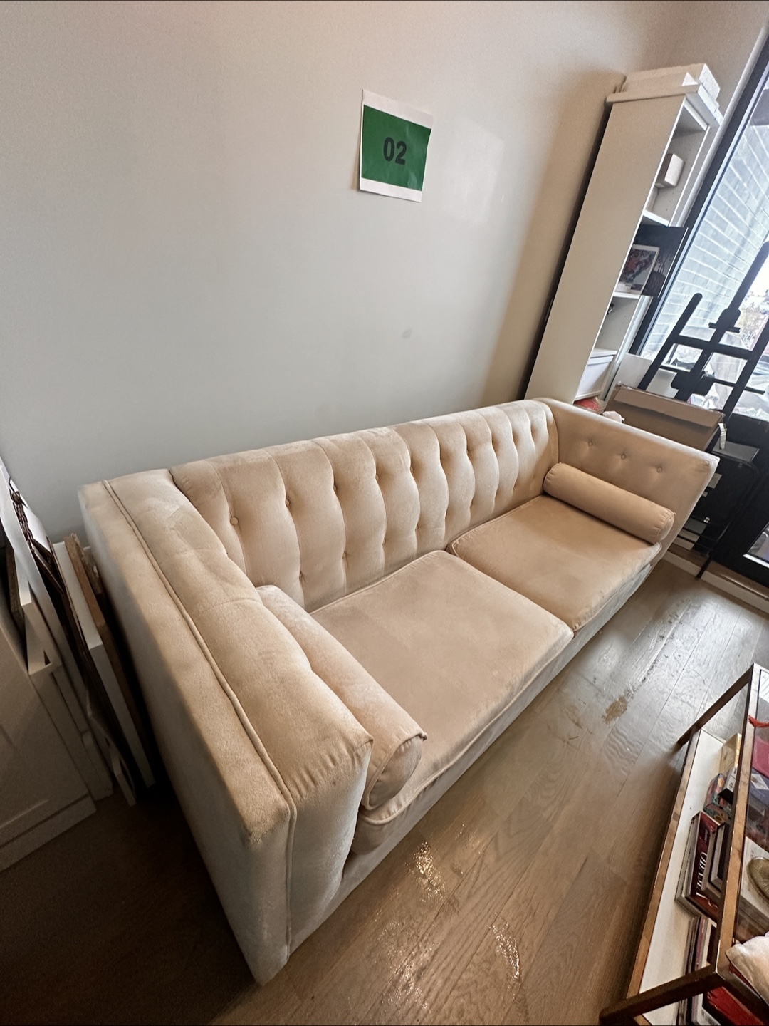 Cream Velvet Couch (no smoke/pets) - photo 3