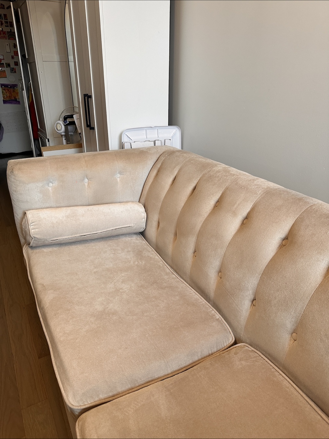 Cream Velvet Couch (no smoke/pets) - photo 5