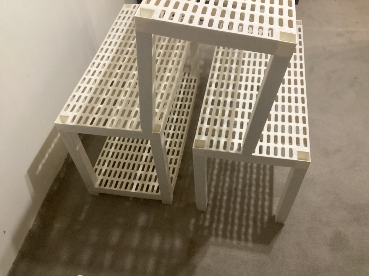 4 tier hard plastic shelving unit 3’ wide 54” tall 16” deep - photo 4