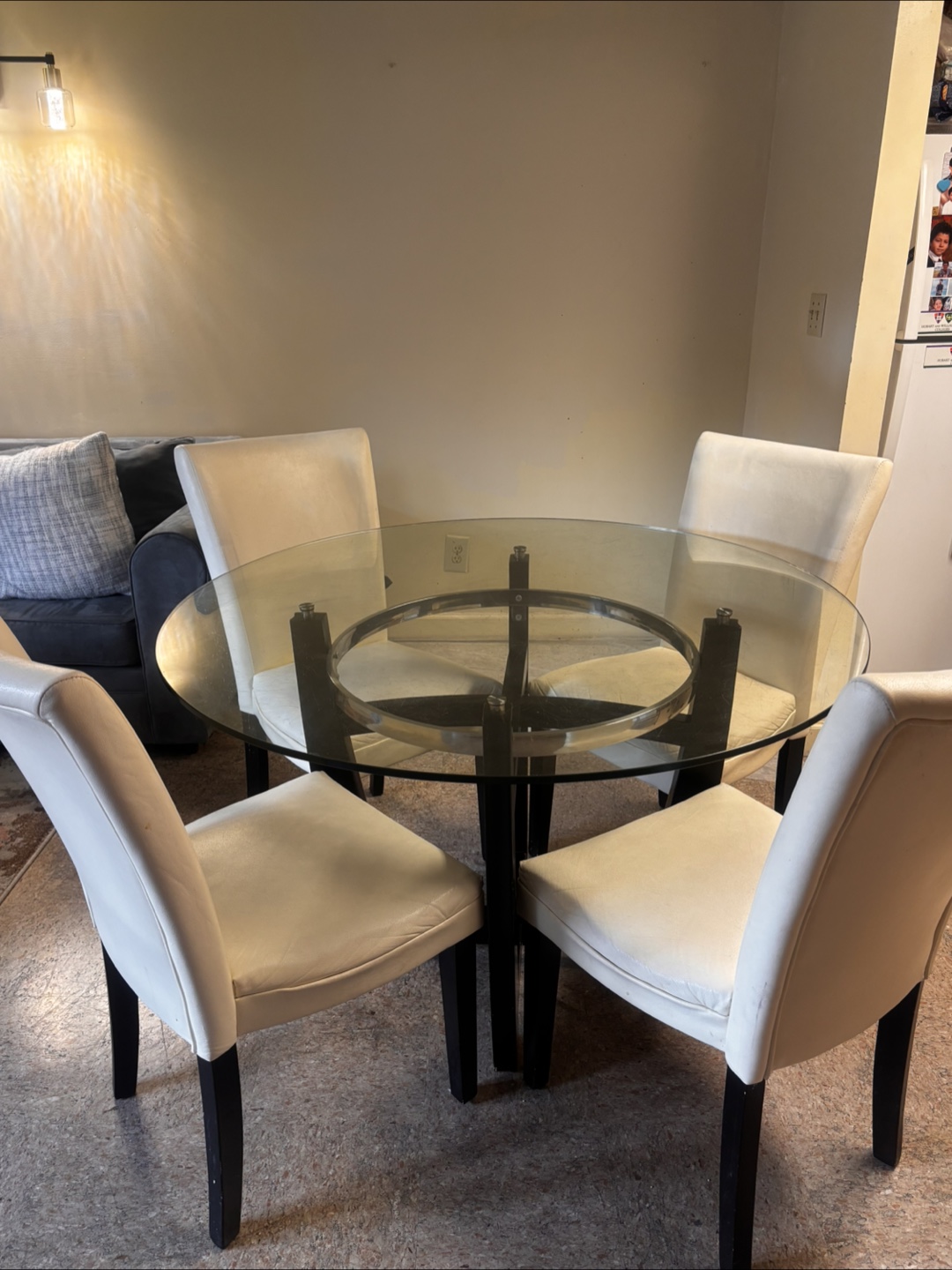Round Glass Table with 4 Chairs