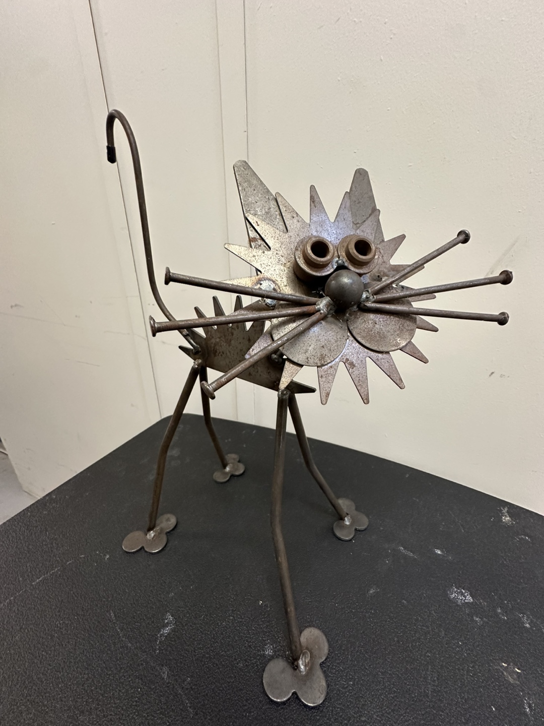 Handmade Metal Cat Sculpture
