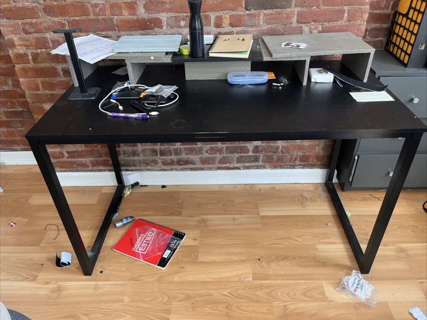 Black Desk with Metal Legs
