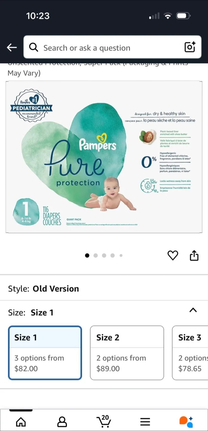Pampers Pure Jumbo Pack Protection Diapers Size 1 - Giant Pack thumbnail