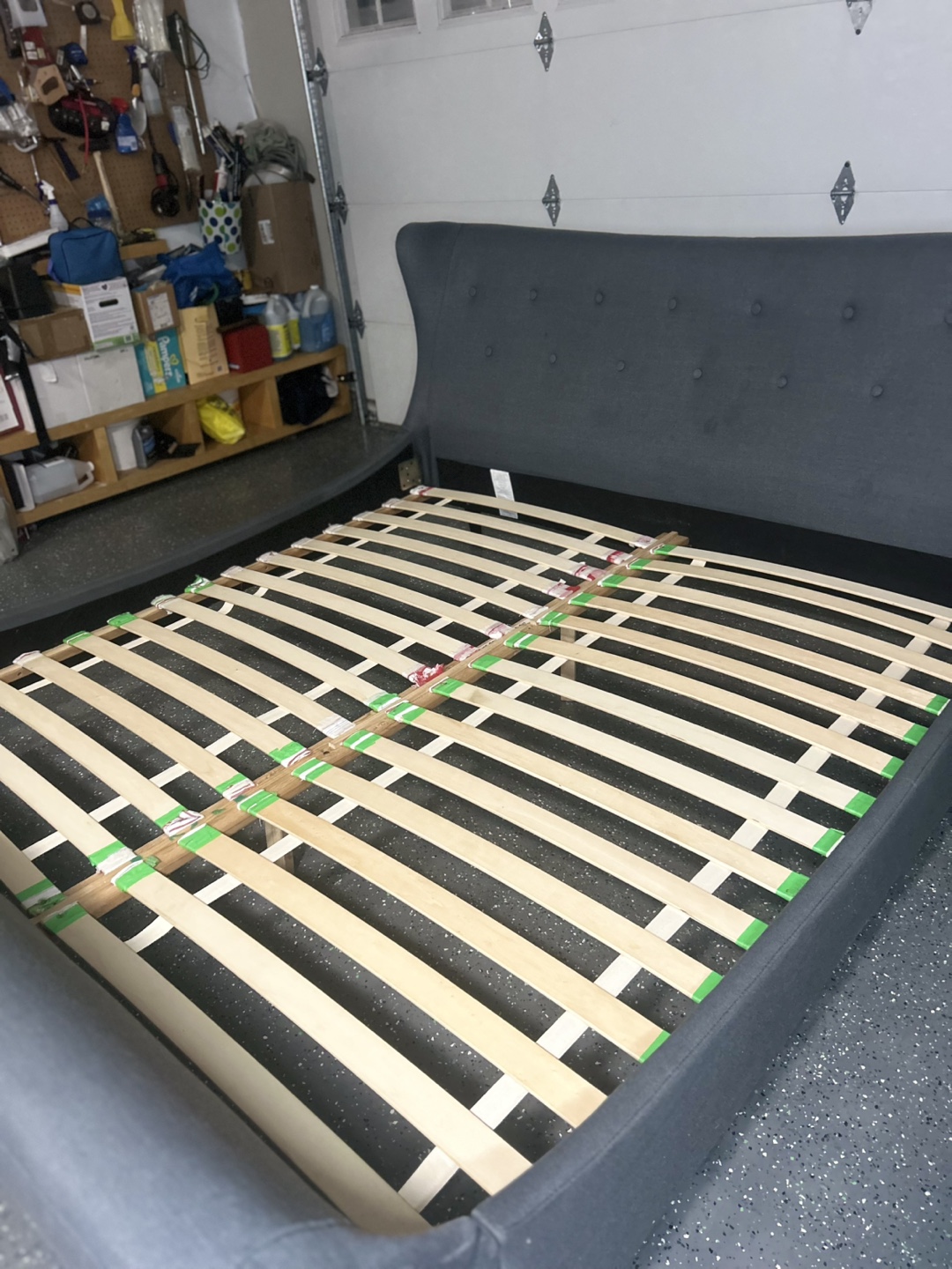 King Size Grey Upholstered Bed Frame - photo 3