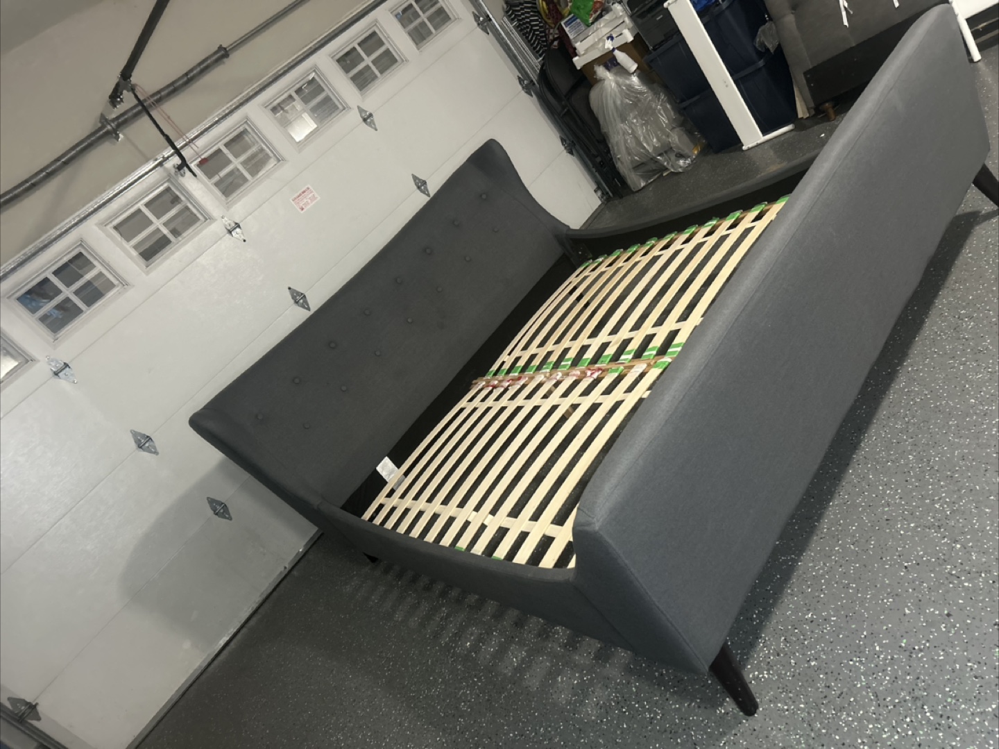 King Size Grey Upholstered Bed Frame