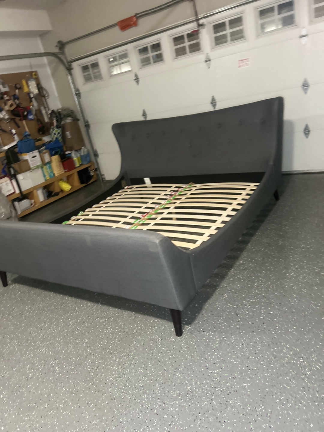 King Size Grey Upholstered Bed Frame - photo 2