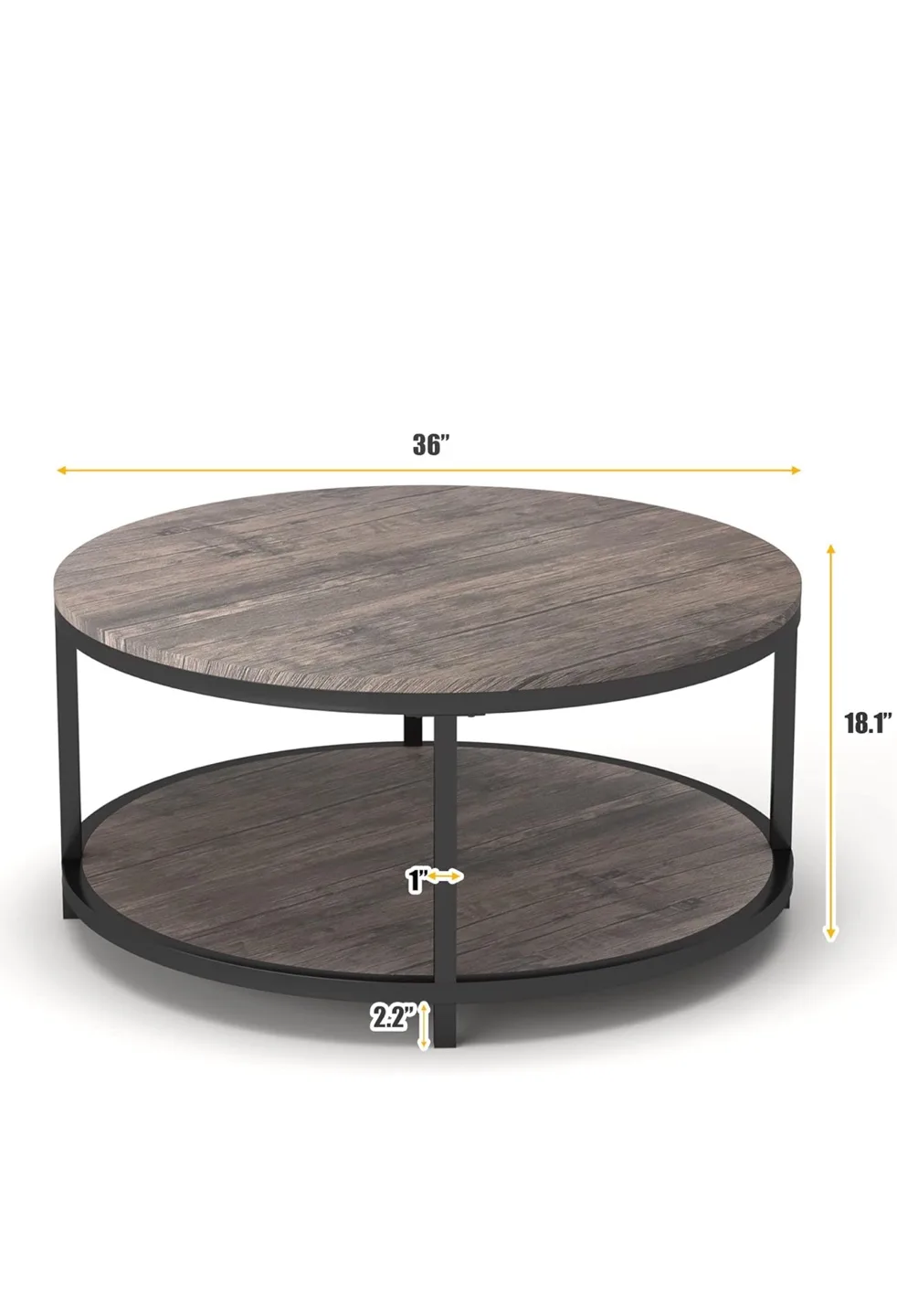 (New) Round Coffee Table metal and wood image indicator(3)