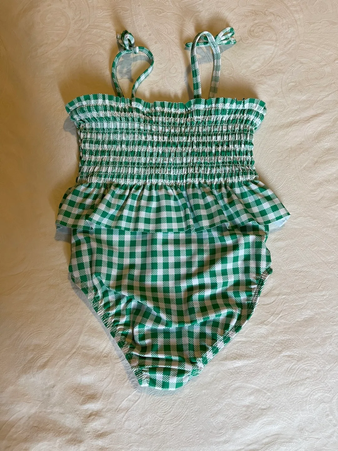 Old Navy Green Gingham Swimsuit size 3T image indicator(6)
