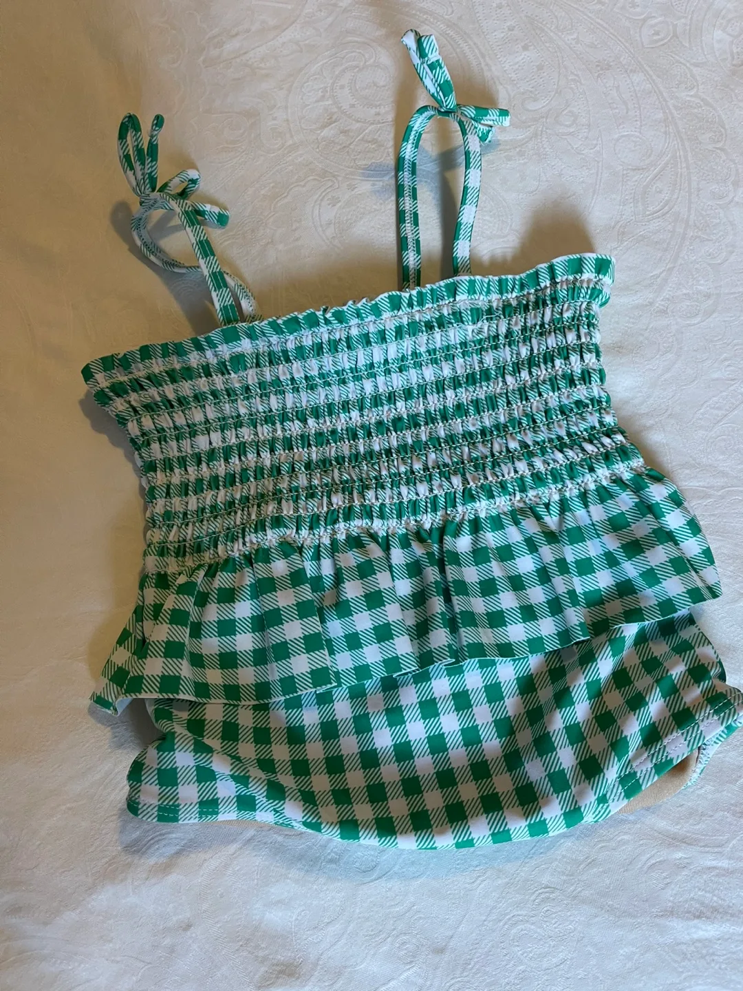 Old Navy Green Gingham Swimsuit size 3T image indicator(4)