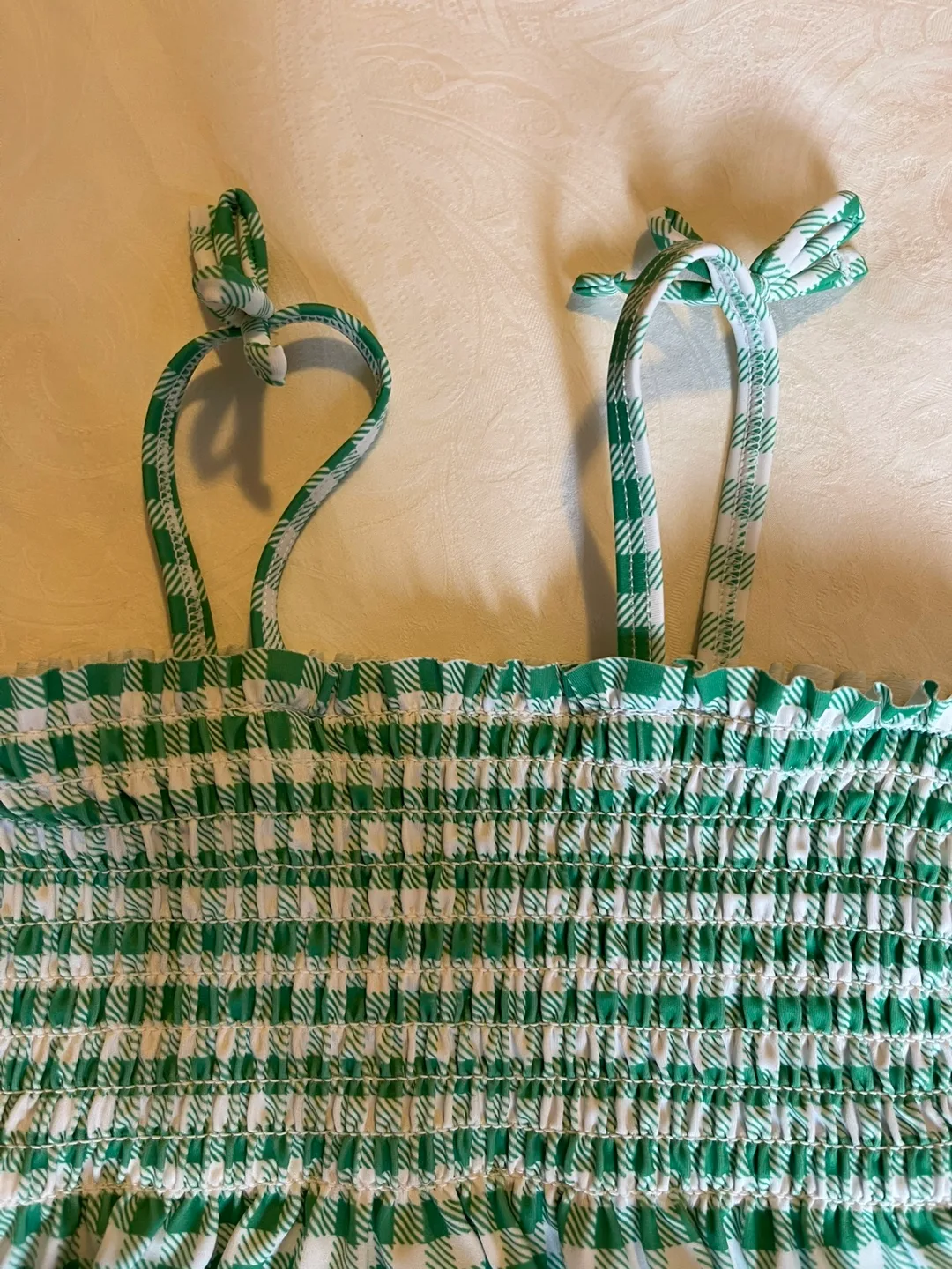 Old Navy Green Gingham Swimsuit size 3T image indicator(5)