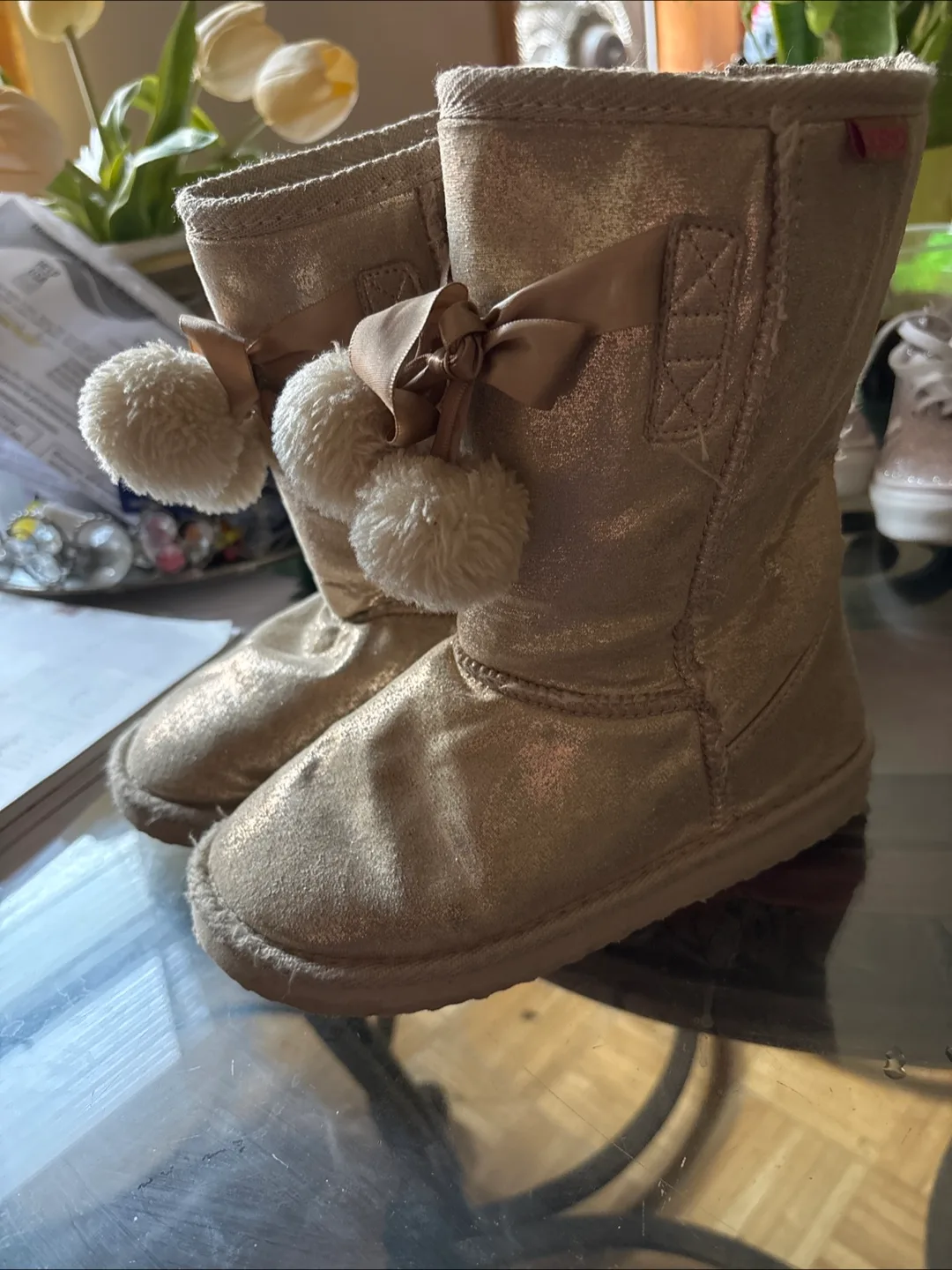 Gold Winter Boots / Pom-Poms size 12 image indicator(3)