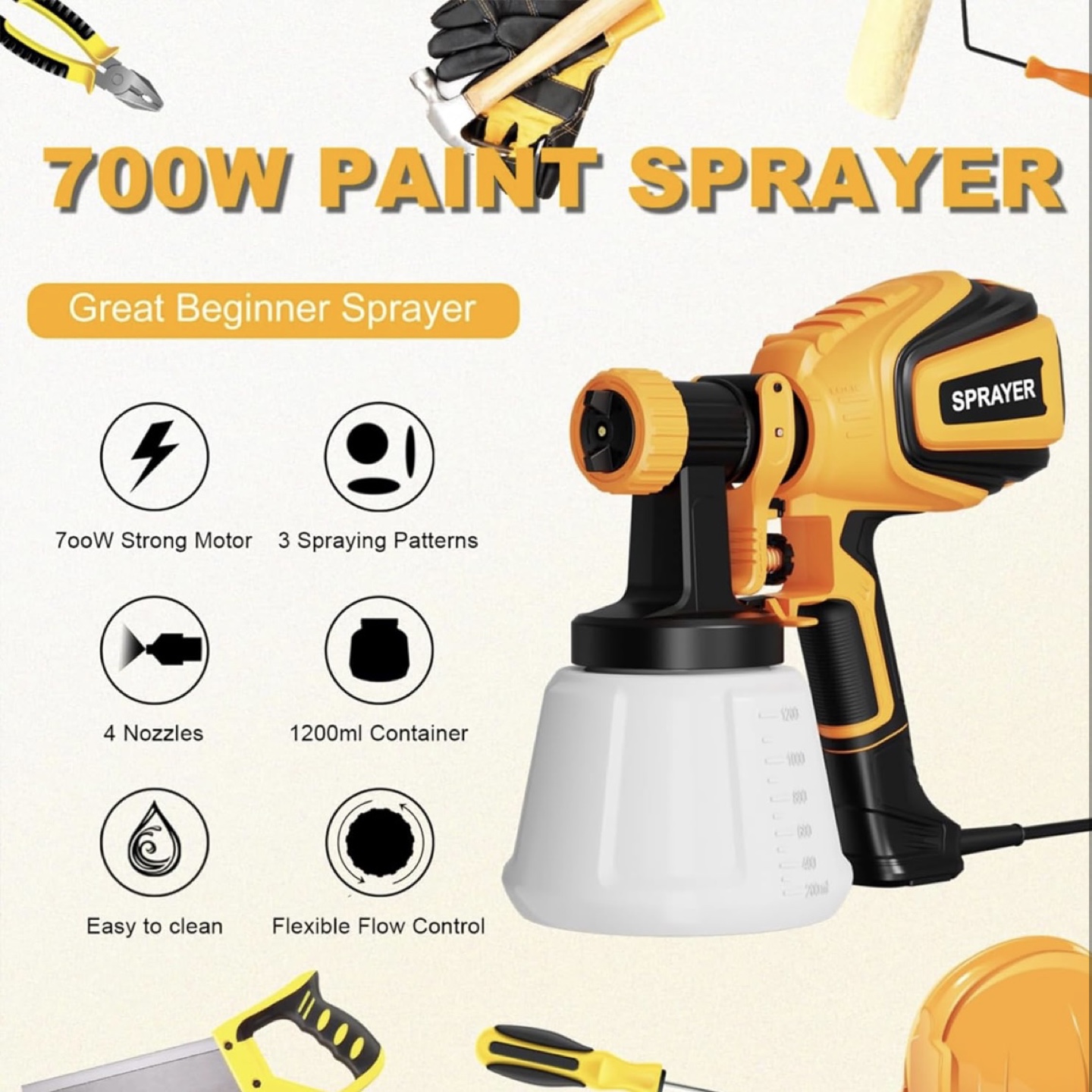 700W HVLP Paint Sprayer - photo 3