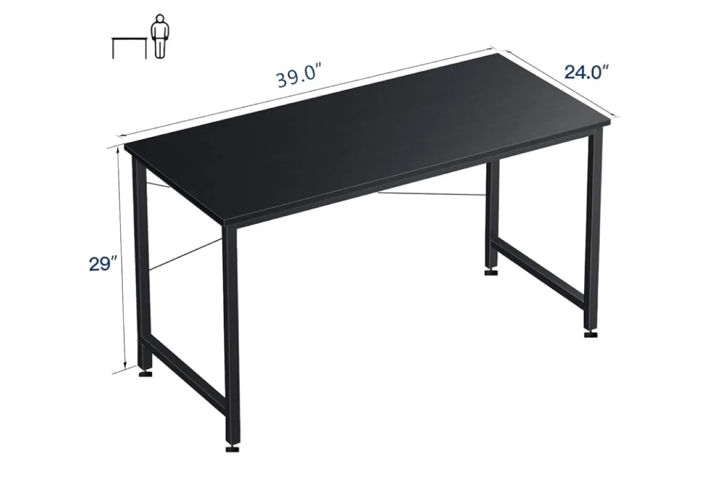 Black Computer Desk - 39”x 24" image indicator(3)