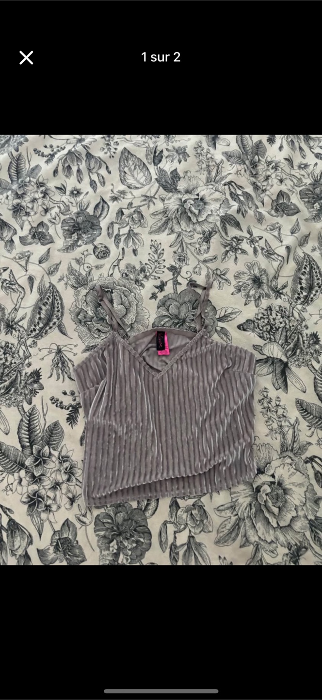 Grey Velvet Tank Top XS