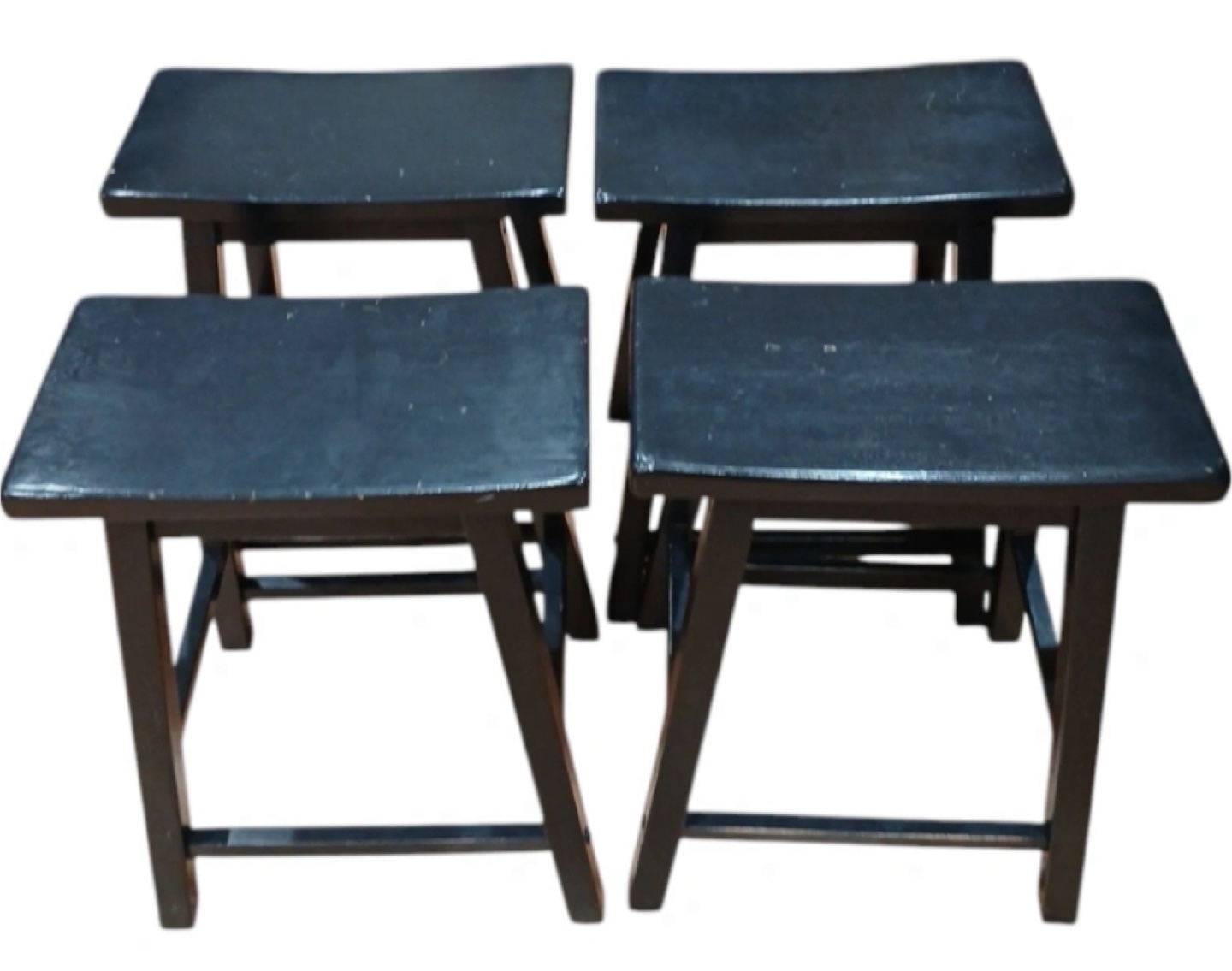 Set of 4 -Wood Stools