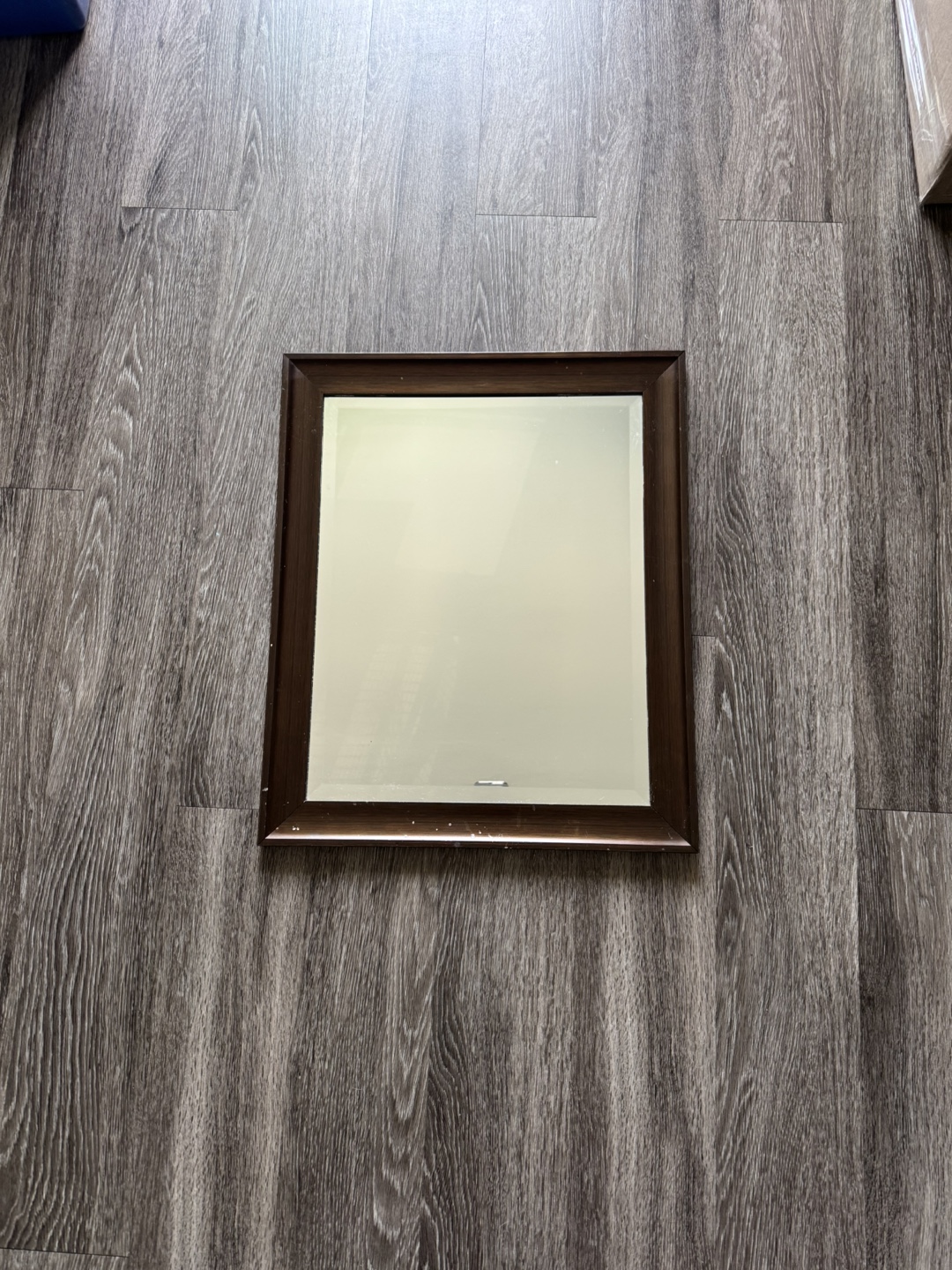 Square Mirror with Brown Frame