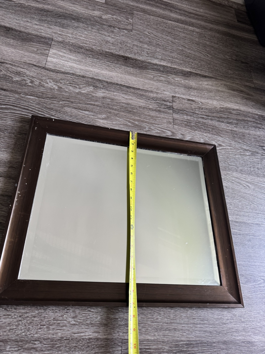 Square Mirror with Brown Frame - photo 4