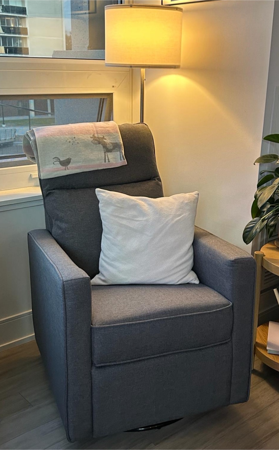 Grey Reclining Swivel Glider