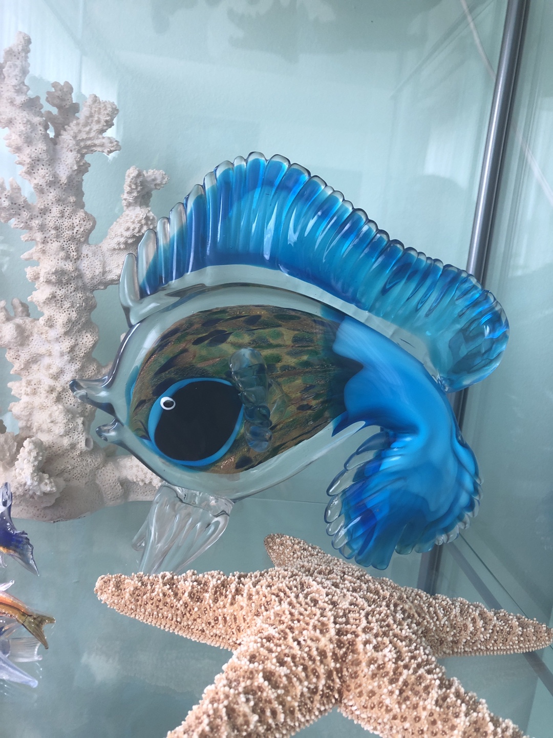 Vintage Blue Glass Fish Figurine