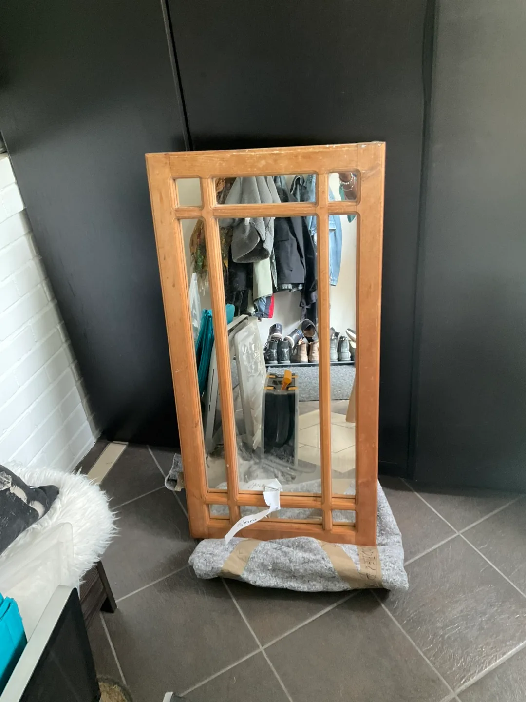 Vintage Wooden Framed Mirror thumbnail