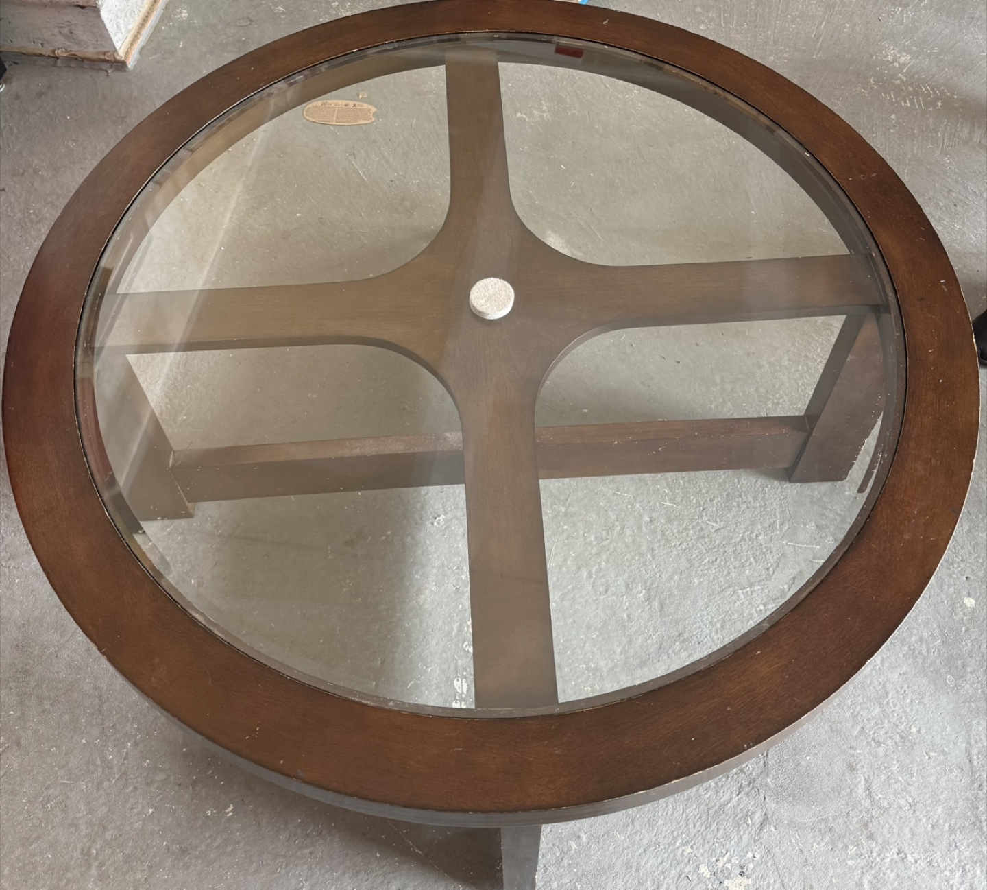 Round Coffee Table with Glass Top 🌱