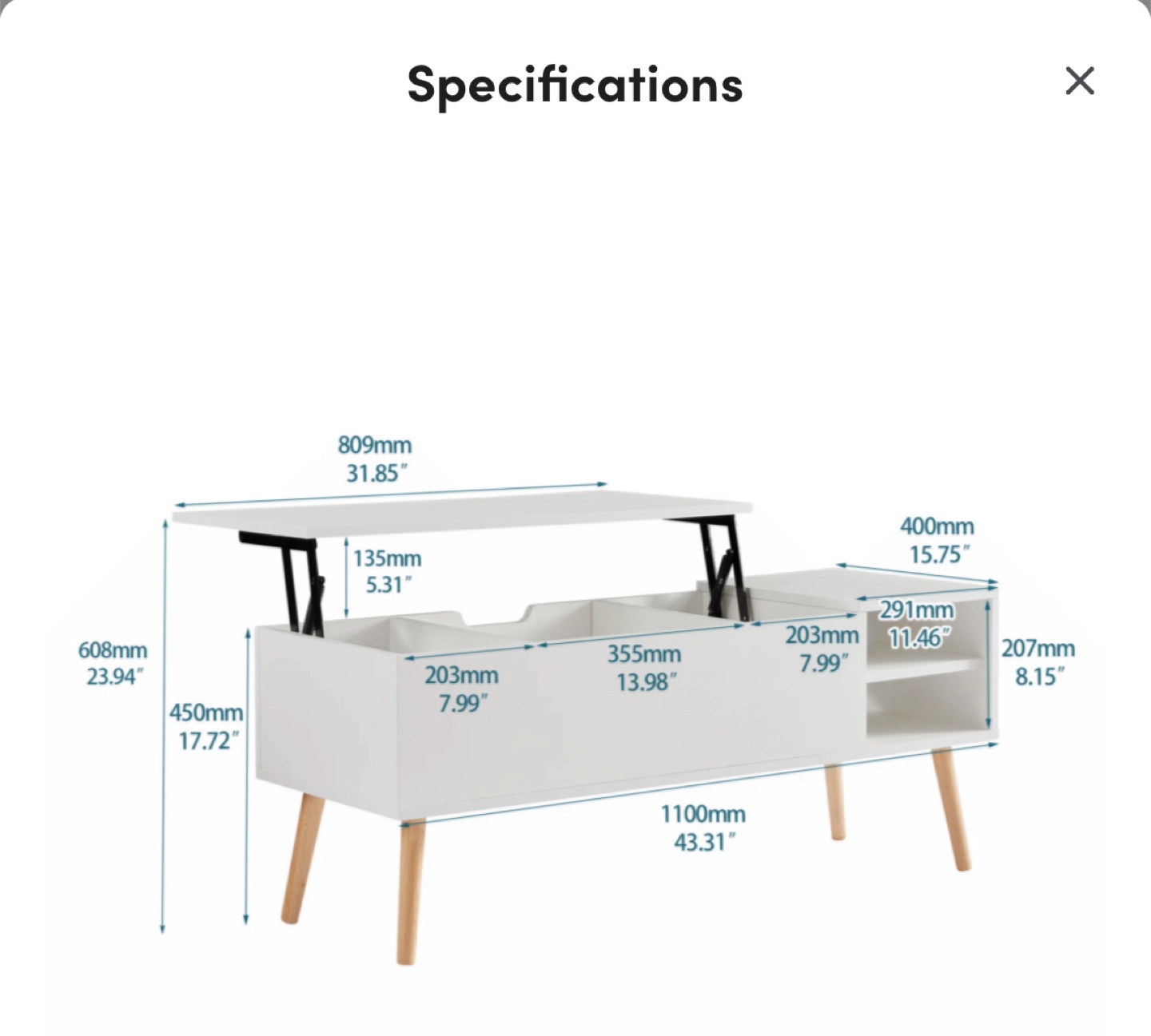 White Coffee Table With Lift-Top - photo 5