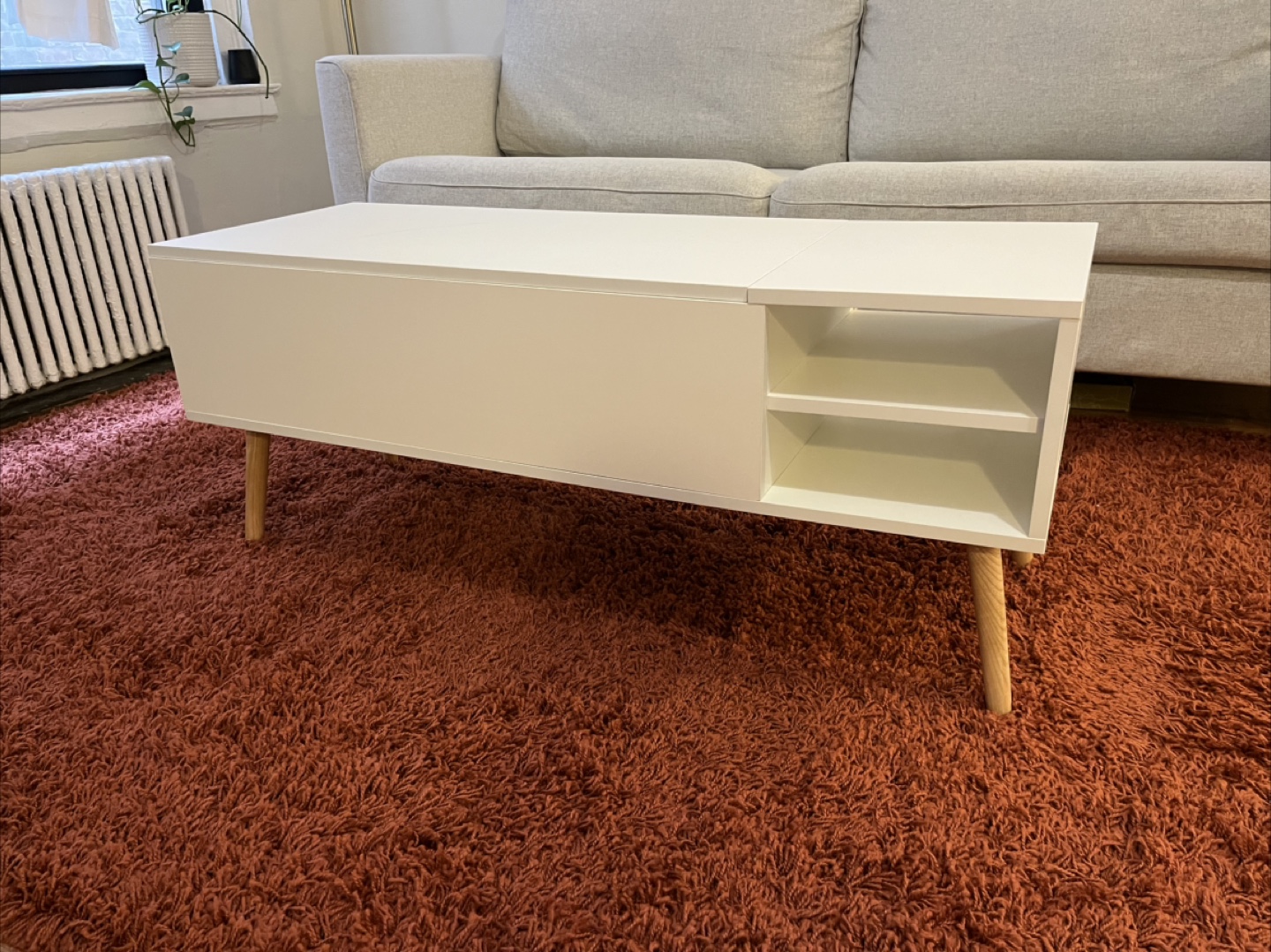 White Coffee Table With Lift-Top