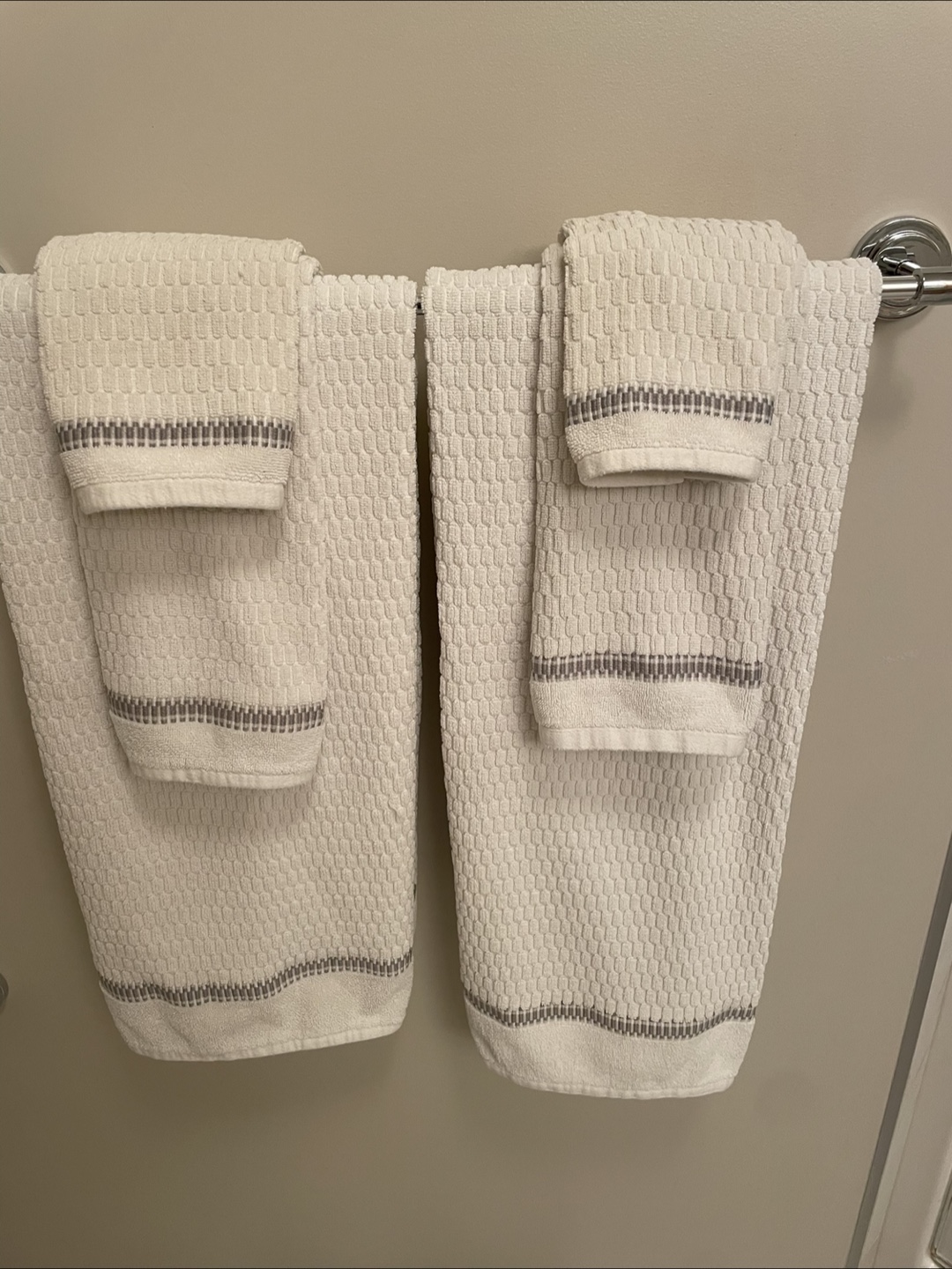 White Towel Set with Gray Accents (6pc) $15