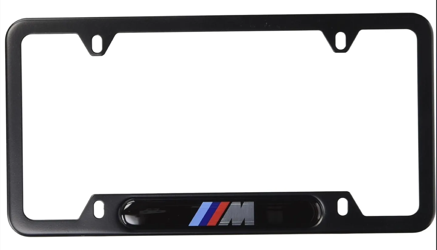 2 BMW Black Stainless Steel License Frame with M SPORT Logo image indicator(6)