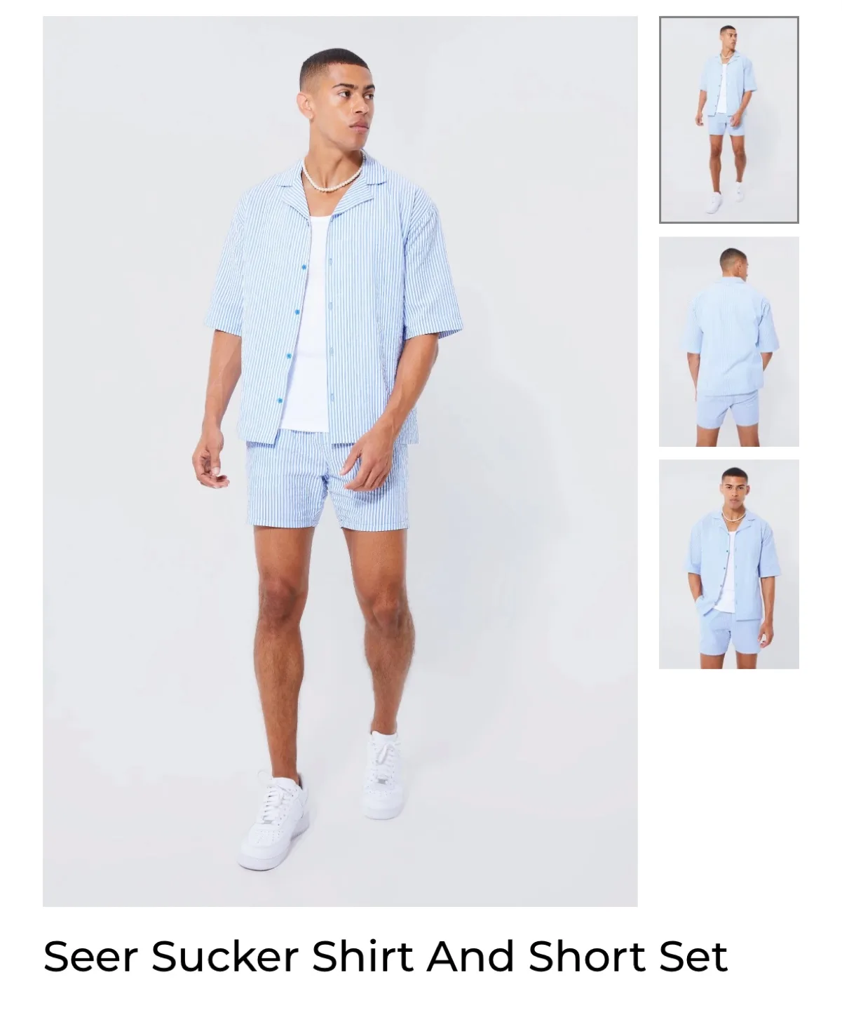 BoohooMAN Seersucker Shirt and Short Set thumbnail