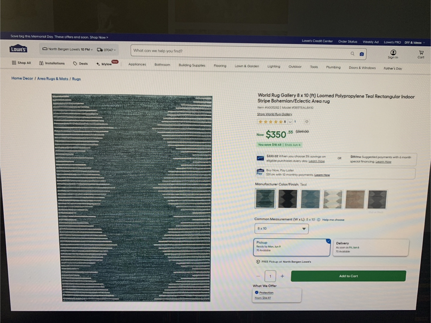 World Rug Gallery Teal Area Rug - photo 3