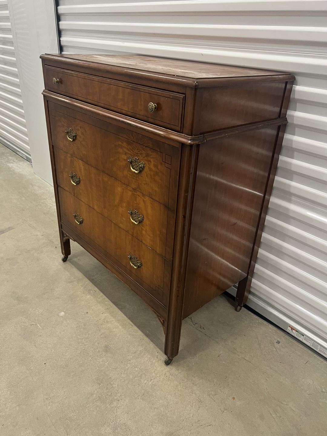 Antique tallboy Dresser rolls on casters - photo 2