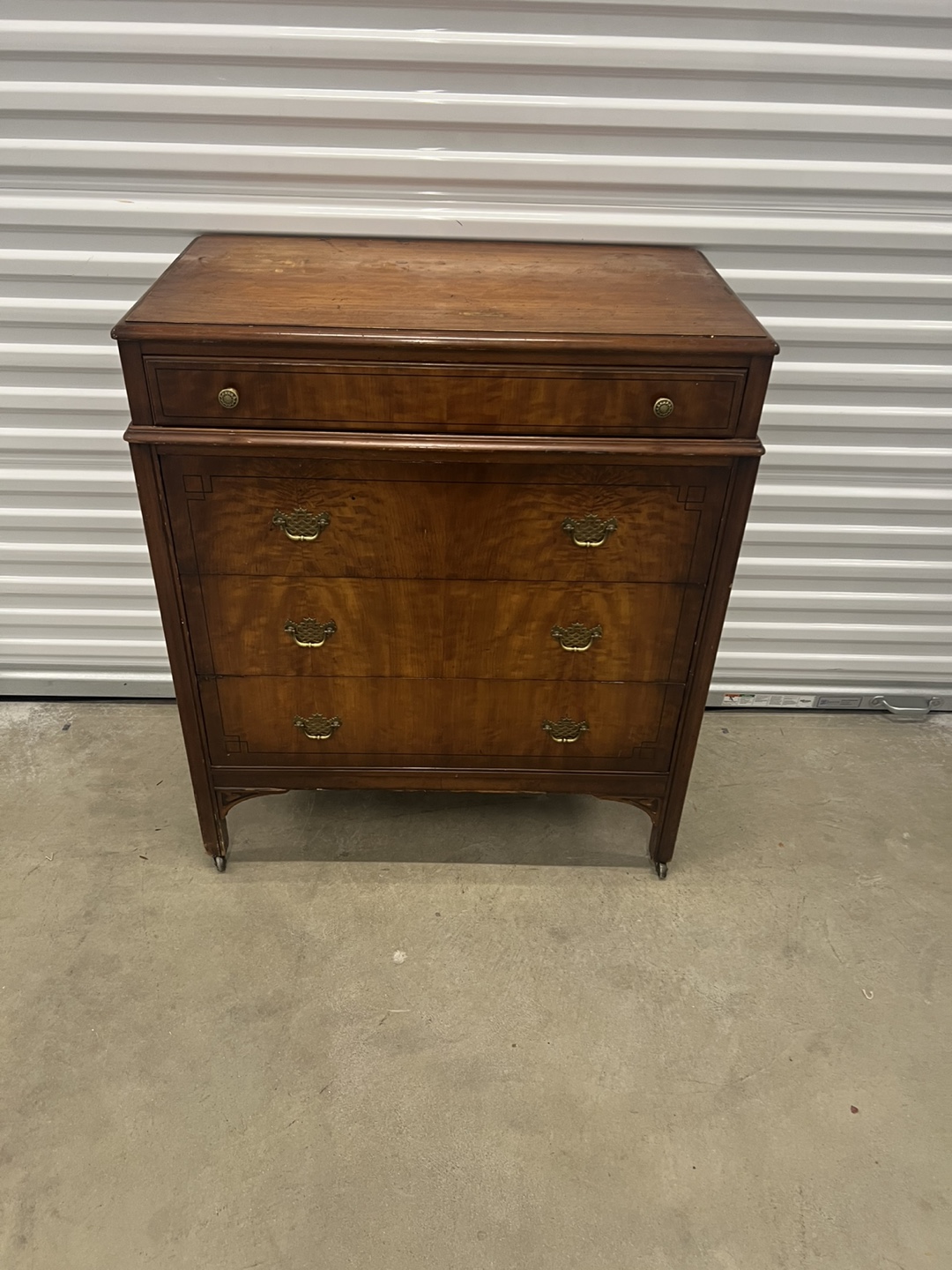 Antique tallboy Dresser rolls on casters - photo 5