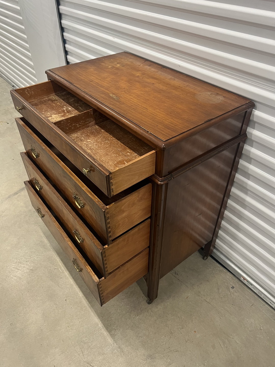 Antique tallboy Dresser rolls on casters - photo 4