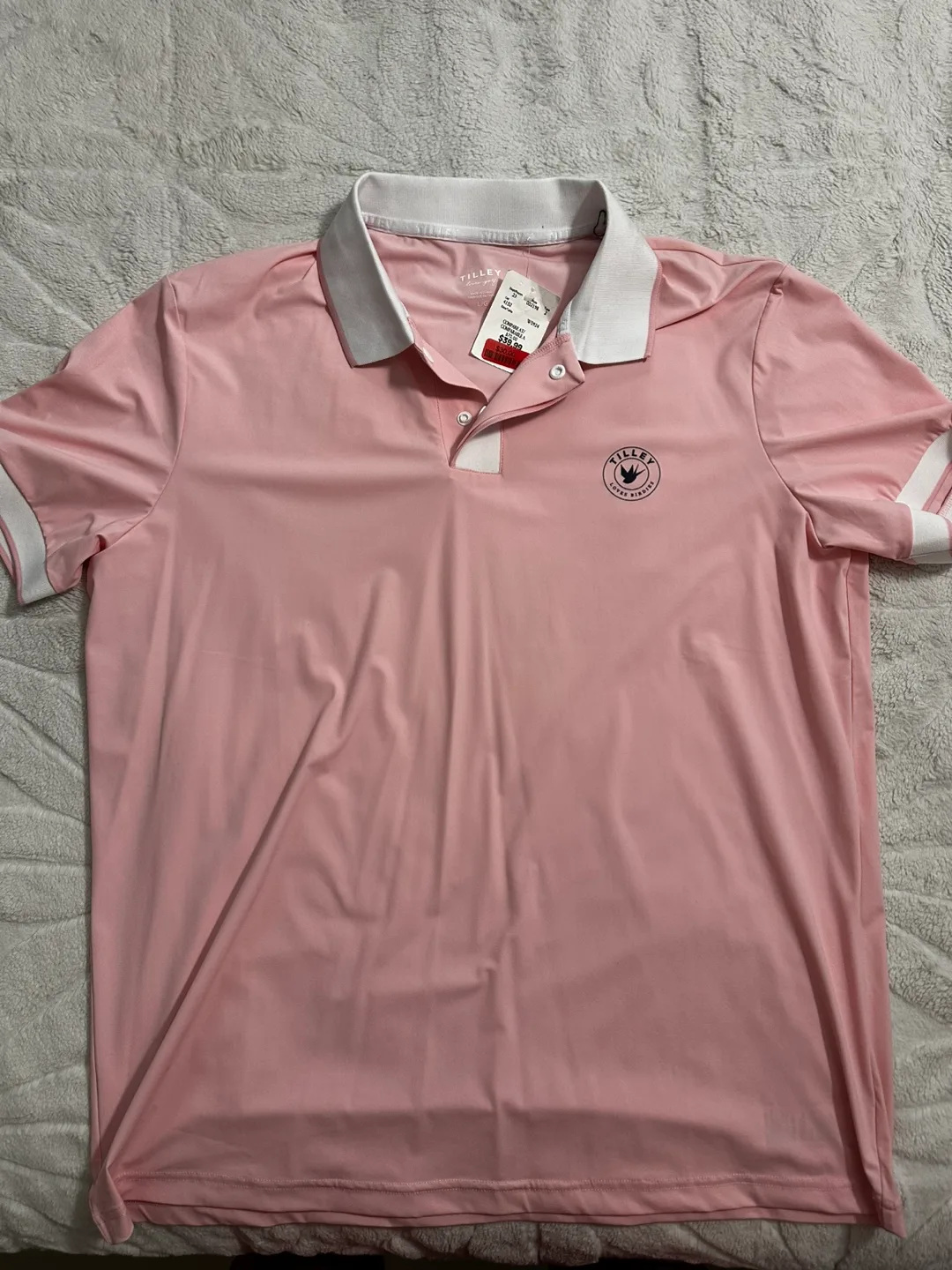 NEW Tilley Men’s Polo Pink Shirt �– Size L thumbnail