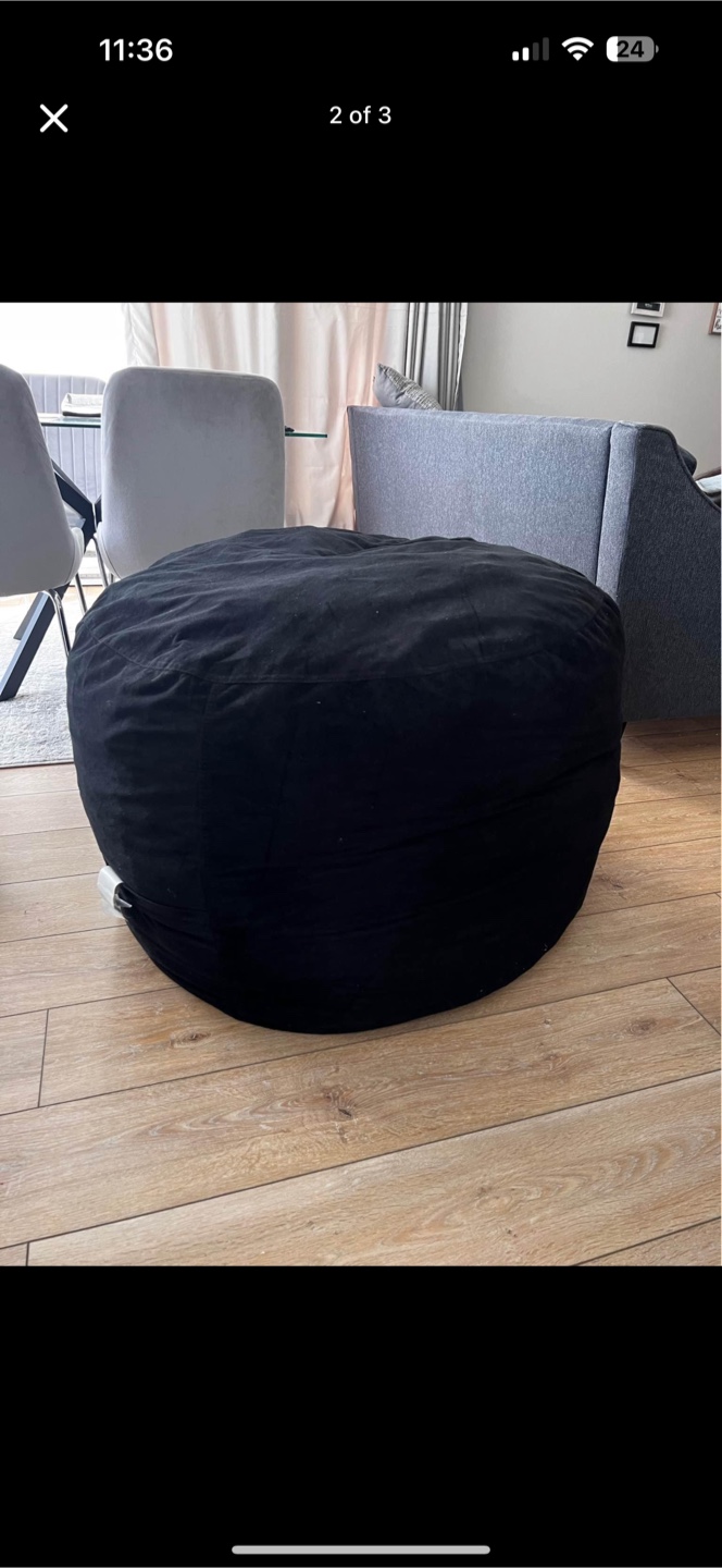 Black Beanbag Chair - photo 2